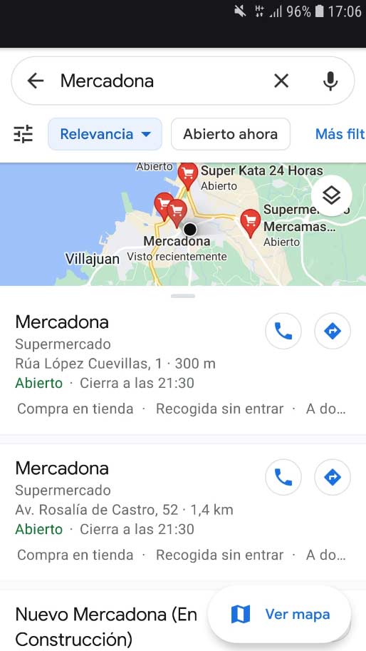 Cómo buscar un mercadona cerca de mi casa a través de Google Maps